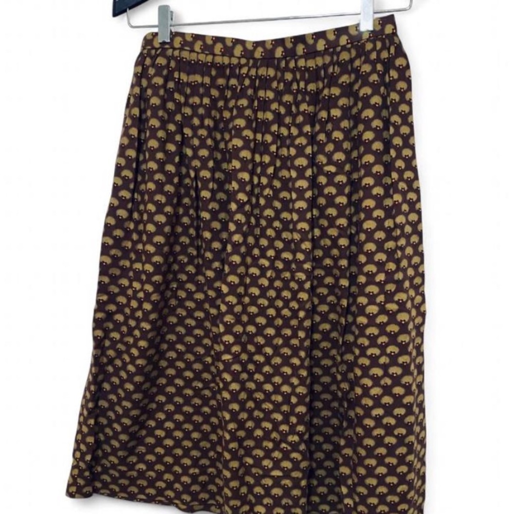 Vintage 90s Liz Claiborne Brown Floral Midi Skirt With Pockets‎